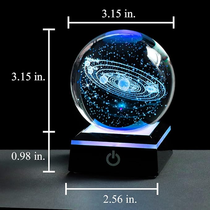 Qianwei 3D Solar System Model Crystal Ball Astronomy Gifts Men Space Decor | - Image 3
