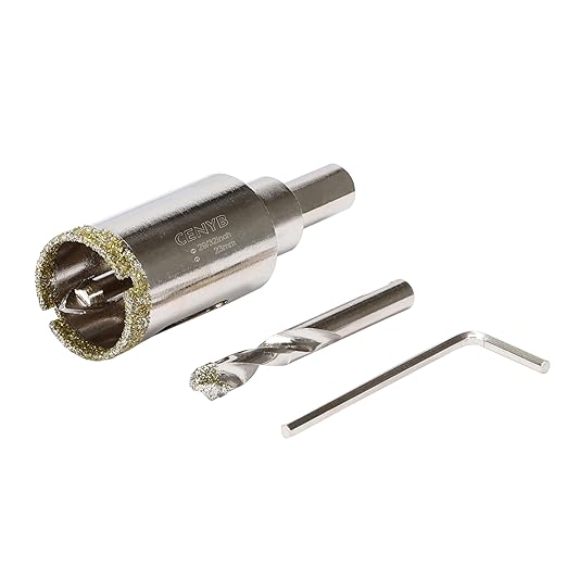 29/32inch | 23mm Diamond Hole Saw with Center Drill bit and Diamond-Coated Center Drill bit for Ceramic Glass Marble Fiberglass Granite and Porcelain Tiles by CENYB