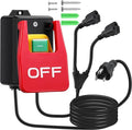 Dreyoo 1 Pack 120/230V Single Phase On/0ff switch, 120V 2HP Router Table Switch with Large Stop Sign Paddle Easy Contact for Fast Power Off for Table Saw and Other Electrical Equipment (2 Female Plug)