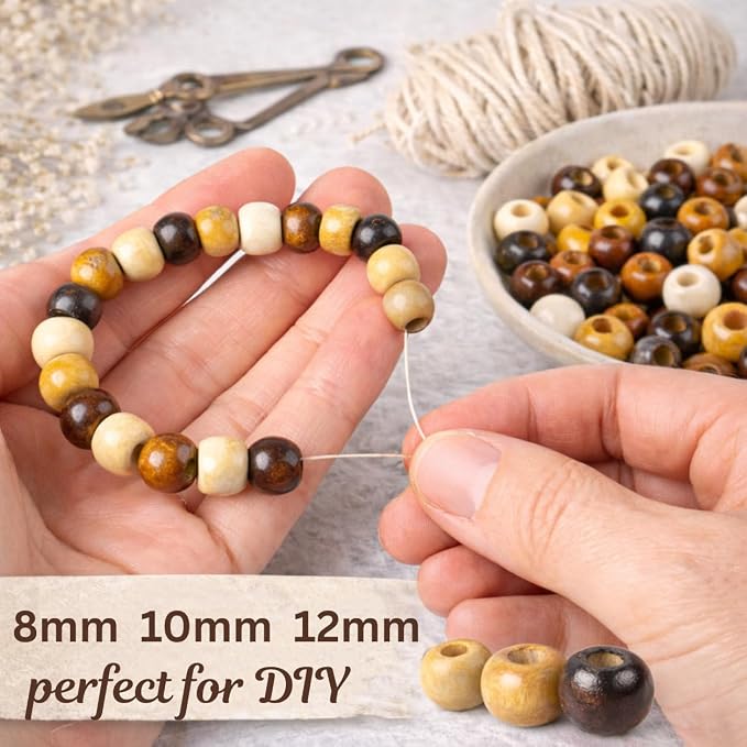 400pcs 12mm Large Wooden Beads for Crafts, Big Hole Natural Wood Beads Bulk - Image 7