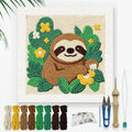 Doodlream Cartoon Sloth Leaves DIY Punch Needle Embroidery Kit by Doodlream
