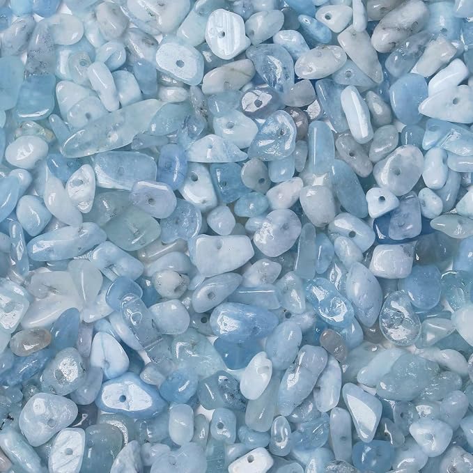 LAIDANLA Aquamarine 400pcs Natural Chip Stone Beads 5-8mm Healing Crystal by LAIDANLA