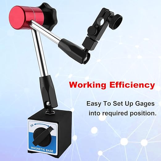FITNATE Metal Magnetic Base,Magnetic Base Flexible and Strong Magnetic Stand for 3/8 inches Digital Dial Test Indicator Gauge 132lbs Max Pull