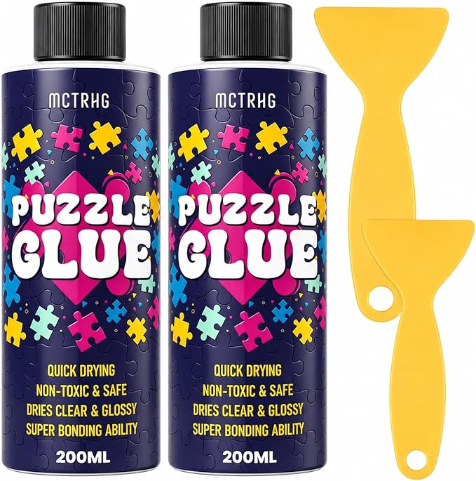Jigsaw Puzzle Glue Clear, with Two Applicators, Easily Preserves Finished by MCTRHG