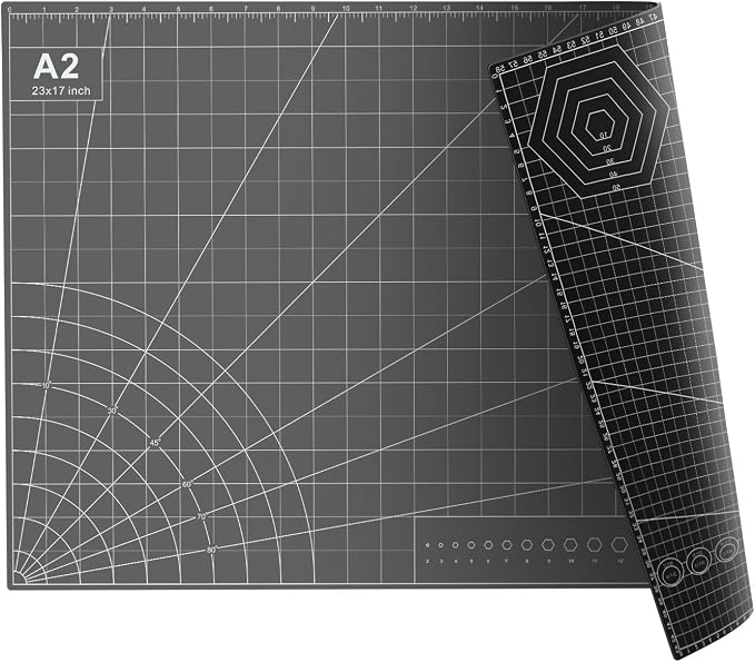 23" x 17" Self Healing PVC Cutting Mat, A2-Black or Gray | Large, Double Sided by FrenzyBird