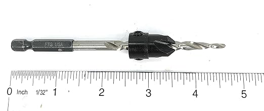 FTG USA Adjustable Wood Countersink Drill Bit #12 (7/32") with Tapered Drill Bit for Woodwork