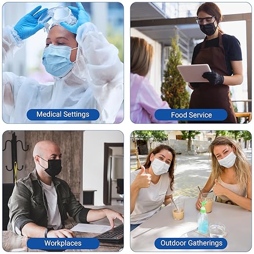 JMU 1000 Pcs Disposable Face Masks for Adults, 4-Ply ASTM Level 3 Medical Masks, White