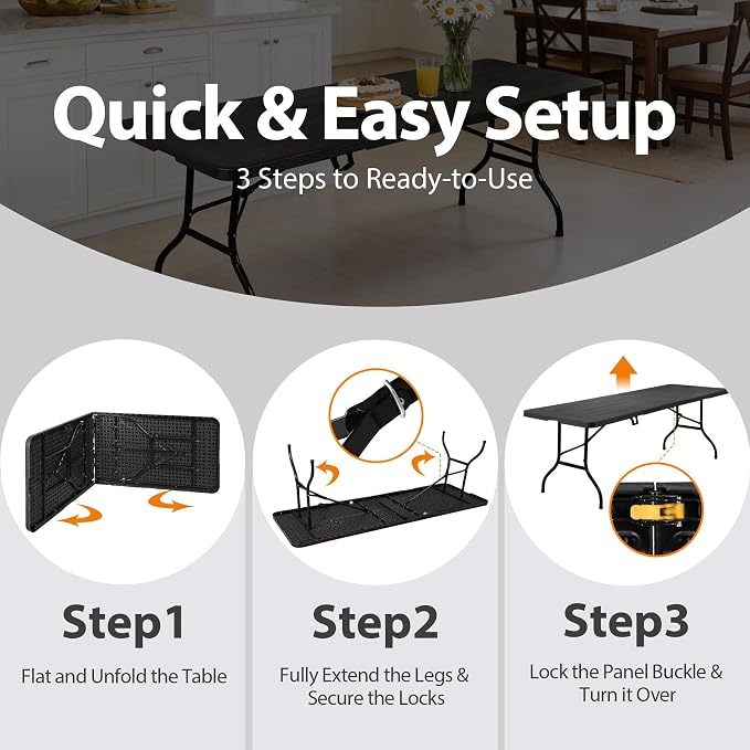 SUPER DEAL 8FT Folding Picnic Table - Image 6
