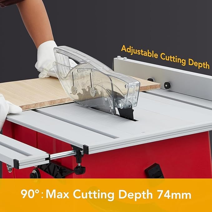 GAOMON Table Saw 10 Inch, 15 Amp 5000RPM Powerful Tablesaw With Stand & Protective Cover, 36 X 25 Inch Tabletop Saw 90° Cross Cut & 0-45° Bevel Cut, Adjustable Depth, for Woodwork