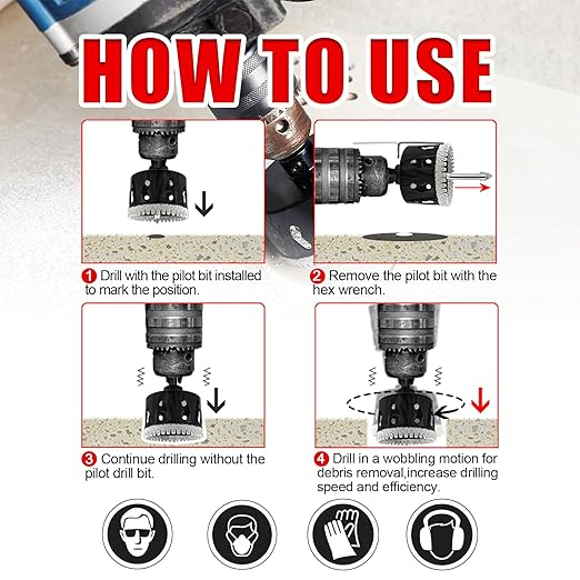 3-1/8 Inch Diamond Hole Saw with Pilot Drill Bit, 3-1/8" Serrated Brazing Tile Hole Saw Diamond Core Drill Bits with Guiding Bit for Ceramic Porcelain Tile Glass Stone Granite Marble
