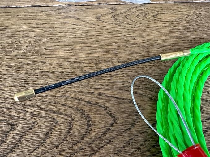 37FT Fish Tape Wire Puller Including 5Adapters- Durable Cable Retraction Aid for Electrical Work (12M)