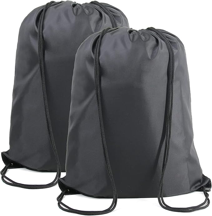 BeeGreen Black Drawstring Backpack Bags Bulk 2 Pack X-Large 22.4" L x 17.5" W by BeeGreen