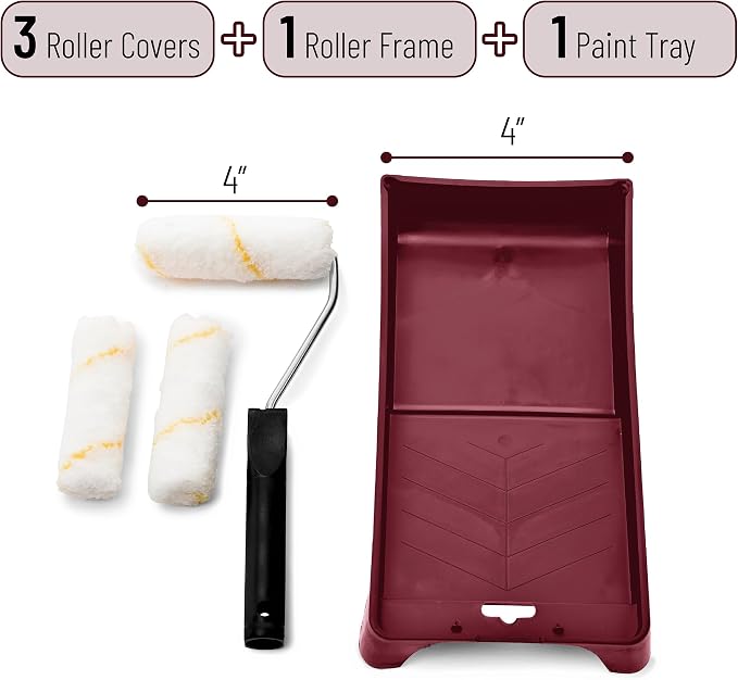 Bates- Paint Tray Set, Paint Roller Kit, 4 Inch Roller Kit, Small Roller Brush - Image 2