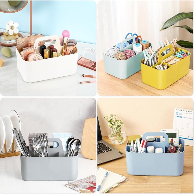 Multiuse Caddy Organizer with Handle, Portable Divided Plastic Tote Bin - Image 2