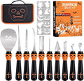 21 Pieces Comfort Grip Pumpkin Carving Kit with Gift Box and Carrying Case Heavy Duty Stainless Steel Pumpkin Carver Tools Pumpkin Sculpting Set and 10 Stencils for Halloween Jack-O-Lanterns (BLACK)