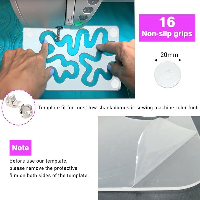 Kapyoo 3Pcs Free Motion Quilting Rulers and Templates Set Quilting Templates - Image 7
