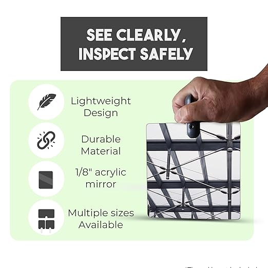 Flex Vue Inspection Mirror with Threaded Adapter, 8 inch x 10 inch