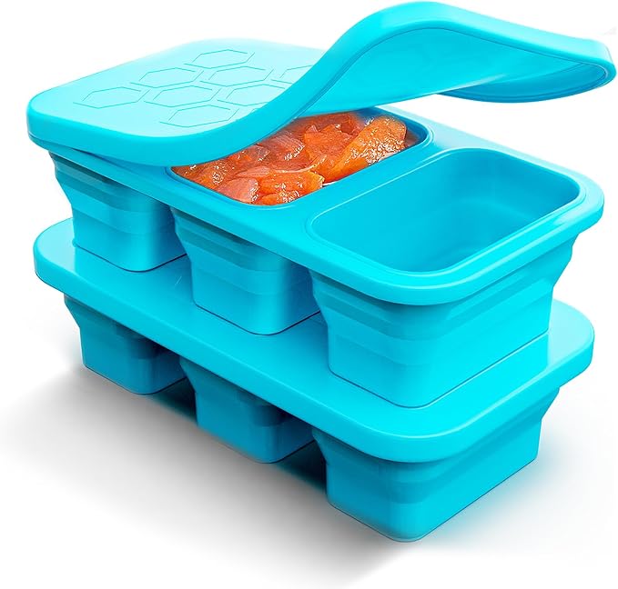 Silicone Freezer Trays With Lid, 2 Pack Collapsible Silicone Freezer Molds | by ZDPMK