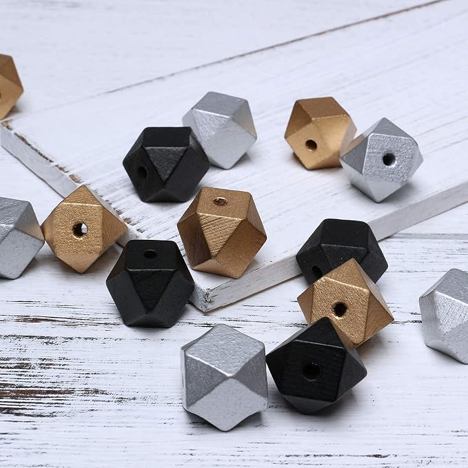 20mm Geometric Wood Beads - Image 3