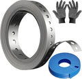 Galvanized Metal Pipe Strap 3/4" 32.8FT, 32-Gauge - Metal Hanger Strapping with Holes for Pipe Support, Flexible Trimming | Includes Storage Case & Gloves
