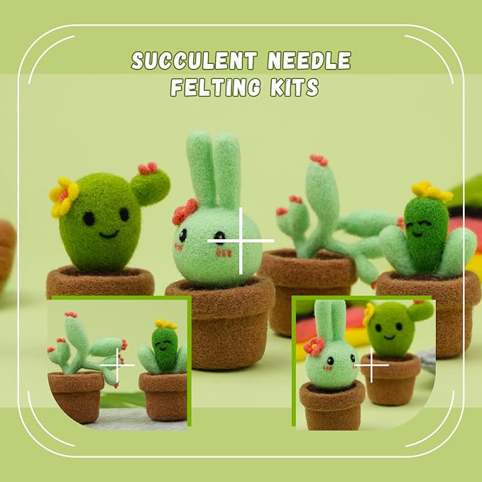 LOKUNN Needle Felting Kit, Cactus Needle Felting Starter Kit, Felting Supplies - Image 6