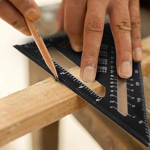 7 inch Rafter Square Aluminum Alloy Double Scale Triangle Ruler Angle Ruler Carpenter Triangle Square Rafter Tool Mensurement Tool for Woodworking and Carpentry