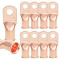 10PCS 1/0AWG - 5/16''Stud Heavy Duty Copper Terminals Battery Cable Crimp Lugs Battery Cable Ends Bare Copper Eyelets Tubular Ring Terminals Closed End Crimp Electric Connectors