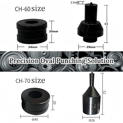Hydraulic Punch Dies for CH-70, CH-70 Hydraulic Round Hole Punch Die Set, Upper Mold Dia: 26mm, Lower Mold Dia: 40mm for Steel, Copper, Aluminum and Heavy Duty Metal (9mm)