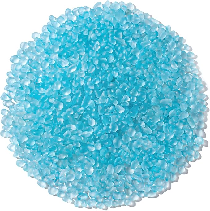 Keedolla 48oz Ice Blue Sea Glass Marbles Stones Frosted Glass Pebbles Gemstones by Keedolla