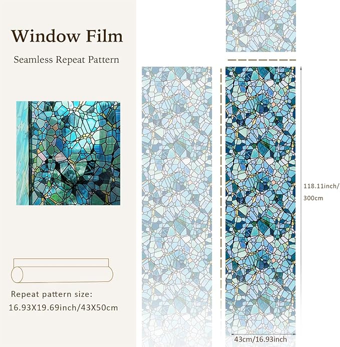 funlife Original Hand-Drawn Stained Glass Window Film, Reusable Double-Sided - Image 3
