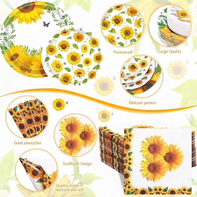 Pickmesh 400 Pcs Sunflower Party Supplies - Image 3