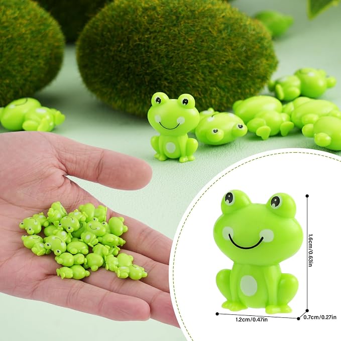 BuQiuRen 150Pcs Mini Green Plastic Frogs, Tiny Frogs Figurines Small Frog to - Image 3