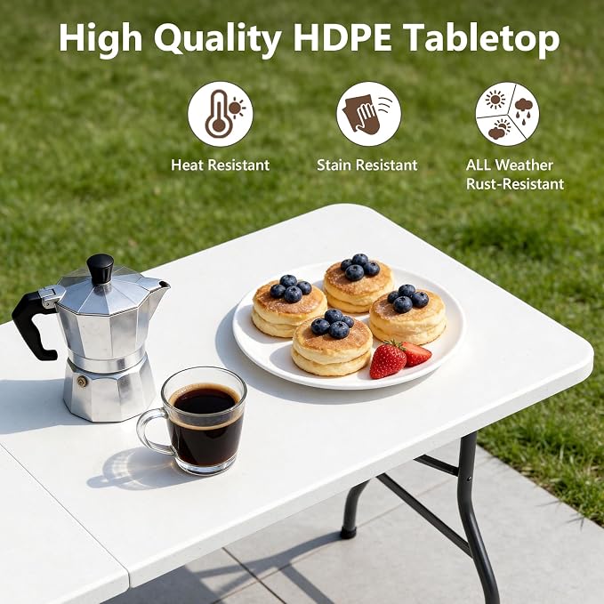 Folding Table 6 Pack, 6 FT Foldable Plastic Table - Image 9