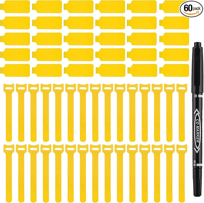 Cable Labels & Reusable Hook and Loop Fastening Ties Set - 30 Pcs Cord or Wire Labels & 30 Pieces Cable Tags for Electronics, Home & Office Cord Management