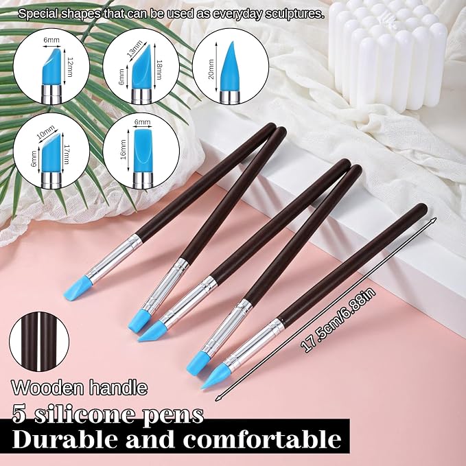 15PCS Silicone Clay Sculpting Tool, Pottery Tools Modeling Dotting Tool Resin - Image 2