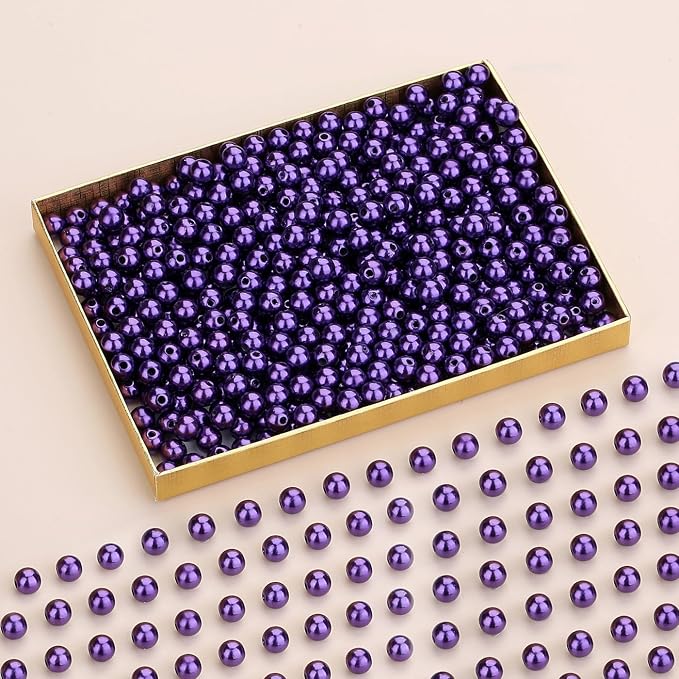 DUQGUHO Purple Pearl Beads for Crafts 6mm Plastic Pearl Beads - Image 2
