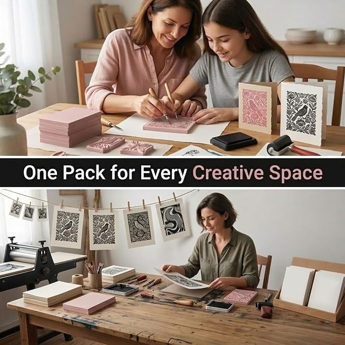 6 Pack Linoleum Blocks for Printmaking, 4x6 Inch Soft Rubber Carving Blocks for - Image 7