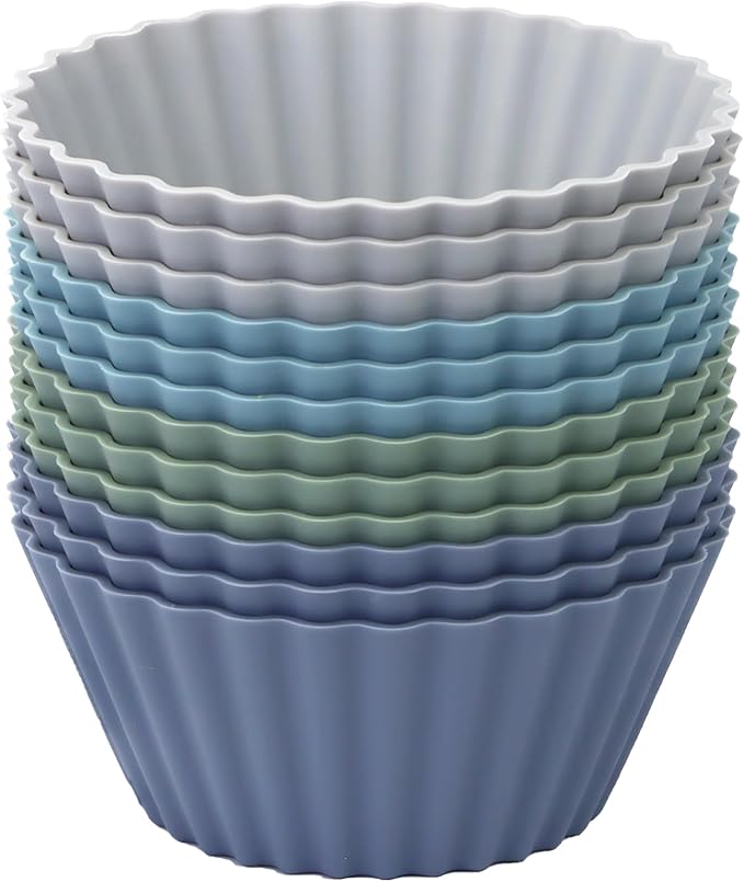 Large Silicone Muffin Cups, 12 Pack Reusable Cupcake Liners Jumbo Size 3.54inch by SAWNZC
