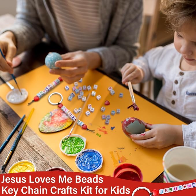 Ferreve 36 Sets Jesus Loves Me Beads Keychain Crafts - Image 5