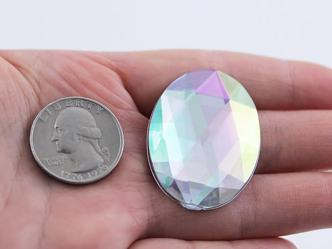 40x30mm Crystal AB H702 Large Flat Back Oval Acrylic Rhinestones Cosplay - Image 2