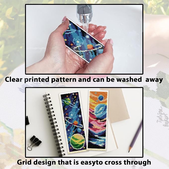 ACRNIGHEET 6PCS Cross Stitch Bookmark Kits Cosmic Planet Pattern Counted Cross - Image 6