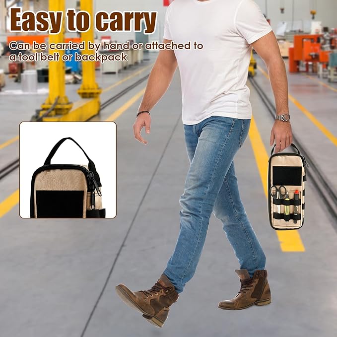2 Pack Small Tool Bags, Portable Tool Box Organizer, Heavy Duty Tool Storage Bag with Zipper Work Tote for Repairman, Electrician, Carpenters