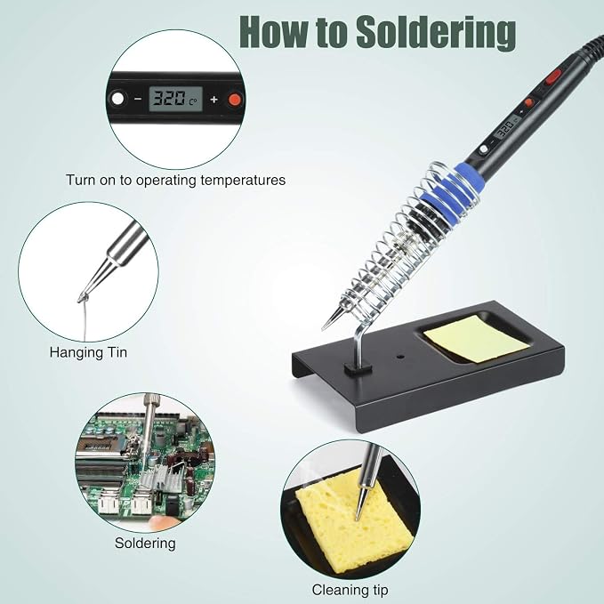 Soldering Iron Kit, 80W 110V LCD Digital Welding Tools, Portable Adjustable - Image 3