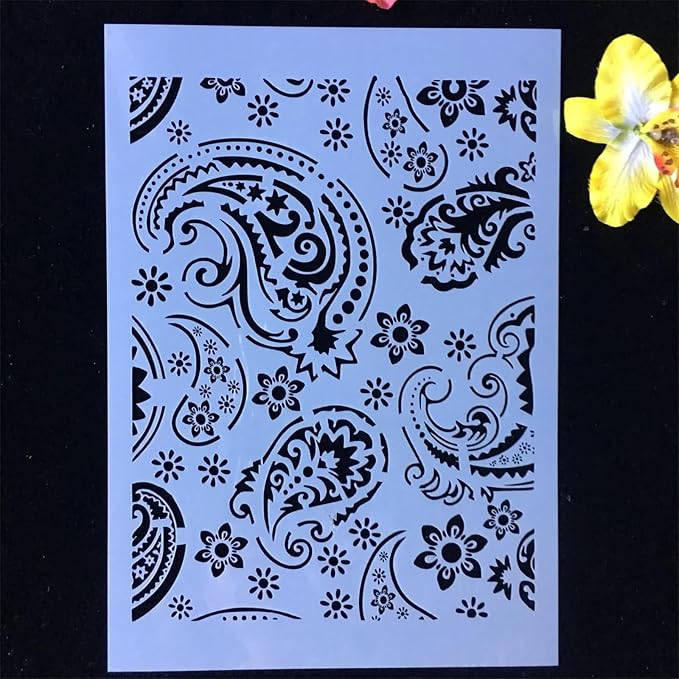 TIAMECH A4 Reusable Paisley Stencil - Image 4