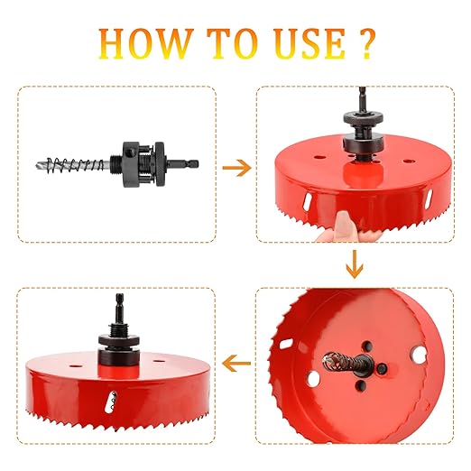 Hole Saw Heavy Duty bit Hex Shank,Hole Saw HSS with Arbor Bi-Metal & Heavy Duty Hole Saw Cutter for Wood Corn Hole Boards Plastic Drywall (φ108)