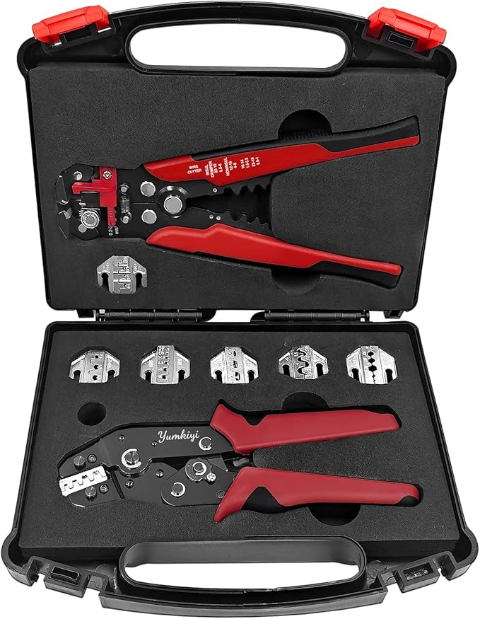 Terminal Crimping Tool and Multi-Purpose Wire Stripper Kit - Multiple jaw sizes, ratcheting design, Wire Crimper Tool - Ideal for mc4 crimping, wiring, repair electrical