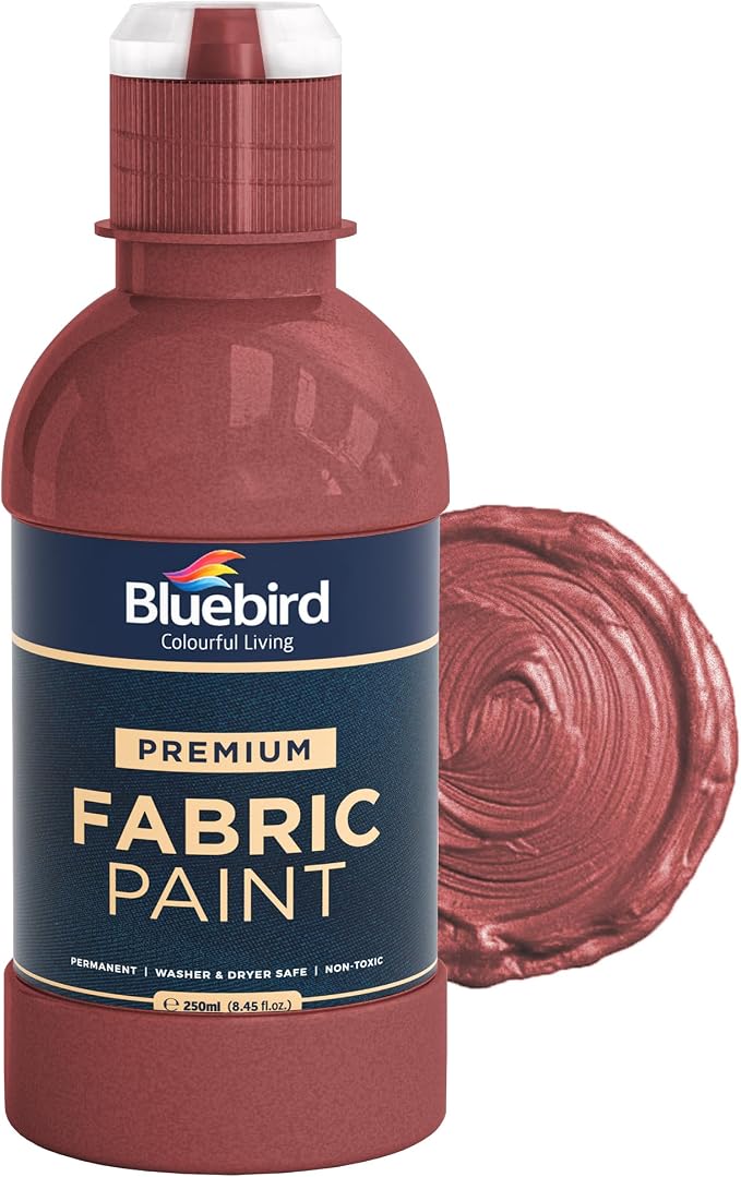 BLUEBIRD Fabric Paint, Cherry Red, 8.5 Fl Oz, Permanent Fabric Paints by BluebirdArts
