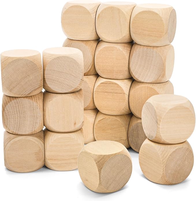 ZEAYEA 20 Pcs Blank Wooden Dice, 2 inch Unfinished Square Blocks, Blank 6 Sided - Image 4