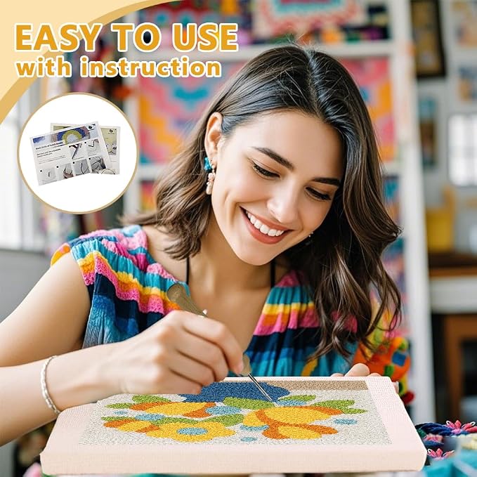 Doodlream Flowers Vase DIY Punch Needle Embroidery Kit - Image 3