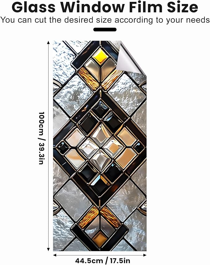 Stained Glass Window Privacy Film: Non-Adhesive Sun and Landscape Mosaic Design - Image 2